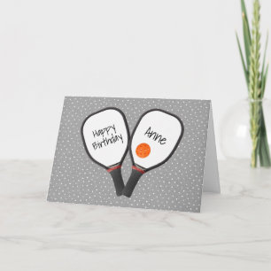 Pickleball and Paddle for Birthday Card