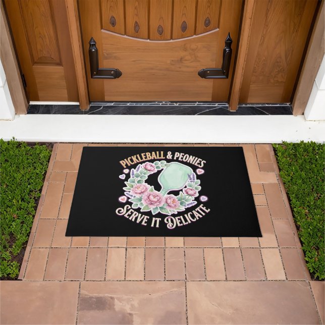 Pickleball And Peonies Serve It Delicate Doormat (Outdoor)