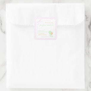 Pickleball and Prosecco Bridal Shower Square Sticker