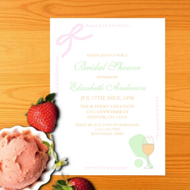 Pickleball and Prosecco Bridal Shower Vellum Invitations (Creator Uploaded)