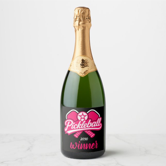 Pickleball Apparel Players Sparkling Wine Label (Front)