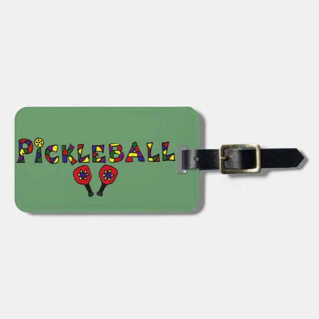 Pickleball Art Letters Luggage Tag (Front Horizontal)