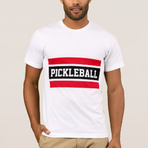 PICKLEBALL Athletic Bold Bright Red Black Stripes T-Shirt