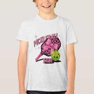 Pickleball Babe Pink Leopard Retro Style For Sport Tri-Blend Shirt