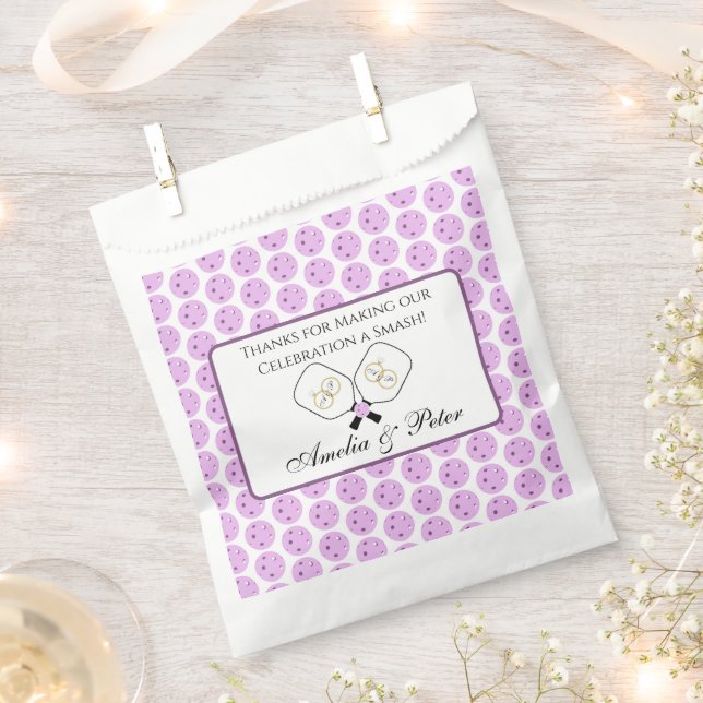 Pickleball Bach Party Lavender Personalised Thanks Favour Bags (Clipped)