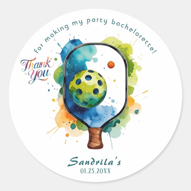 Pickleball  | Bachelorette  Classic Round Sticker (Front)