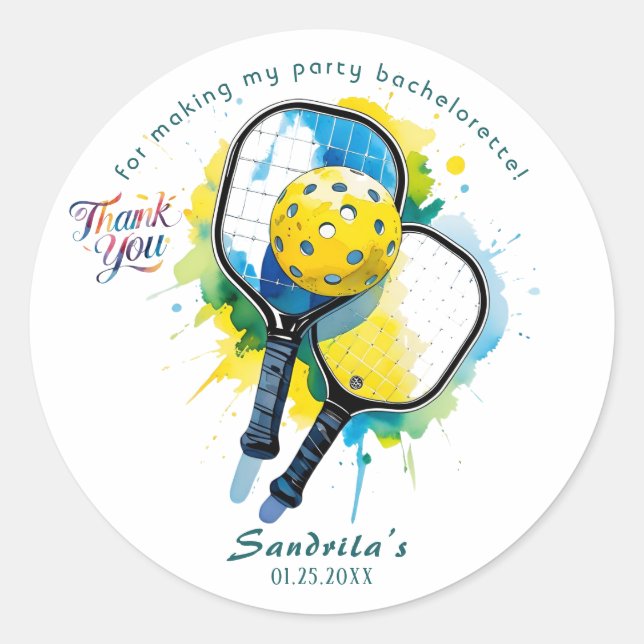 Pickleball  | Bachelorette  Classic Round Sticker (Front)