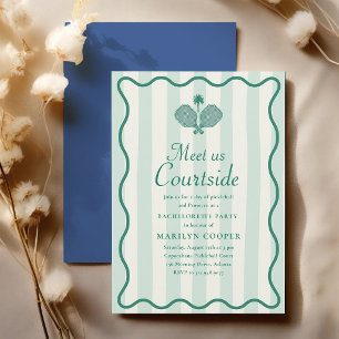 Pickleball Bachelorette Party Vintage Green Invitation