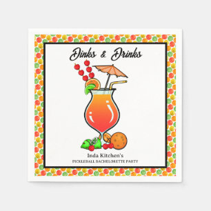 Pickleball Bachelorette Wedding Dinks & Drinks Napkin