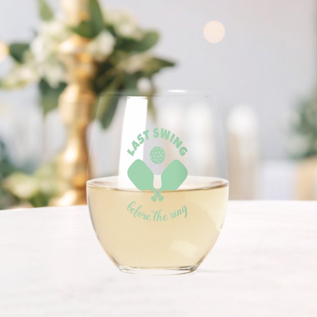Pickleball Bachelorette Weekend Stemless Wine Glass (Insitu (Wedding))