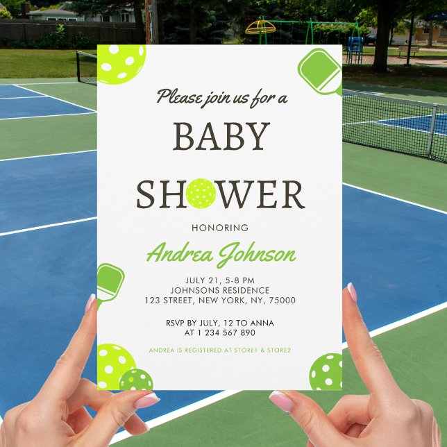 Pickleball Ball Paddle Sports Theme Baby Shower Save The Date (Creator Uploaded)