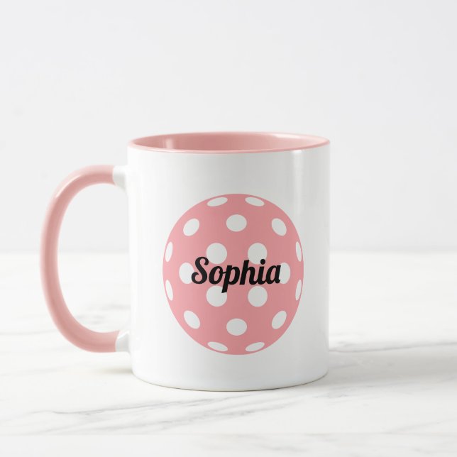 Pickleball Ball Personalised Name Pink Mug (Left)