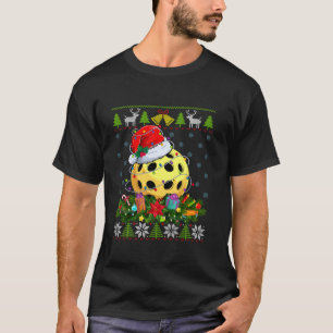 Pickleball Ball Santa Hat Christmas Light Ugly Swe T-Shirt
