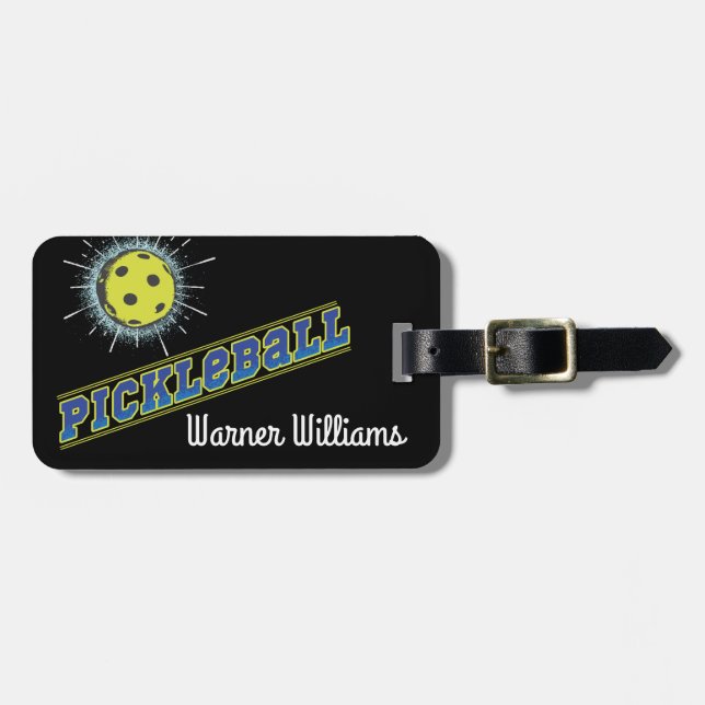 Pickleball Ball With Starburst Gear Bag Tag (Front Horizontal)