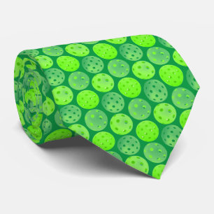 Pickleball Balls Green Pickleballs on Forest Green Tie