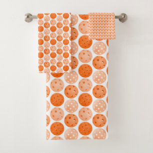 Pickleball Balls, Orange Pickleball Balls on White Bath Towel Set