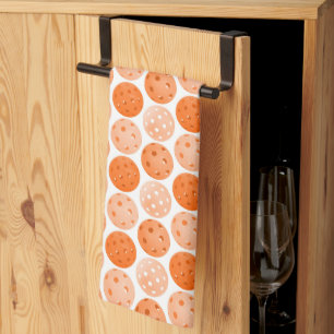 Pickleball Balls, Orange Pickleball Balls on White Tea Towel