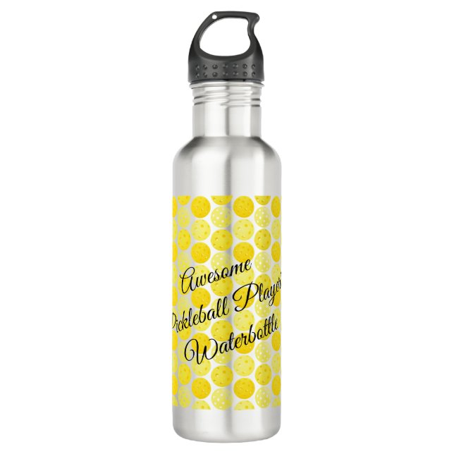 Pickleball Balls, Yellow Pickleballs Personalised 710 Ml Water Bottle (Front)