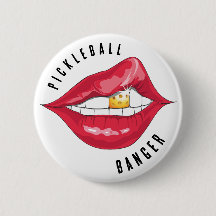 Pickleball Banger Red Lips Button
