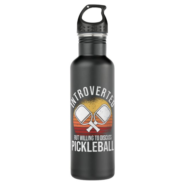 Pickleball Bat Retro Sunset Player Hobby 710 Ml Water Bottle (Front)