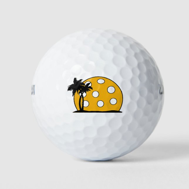 Pickleball Beach Sunset Golf Balls (Front)
