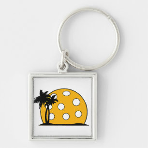Pickleball Beach Sunset Key Ring