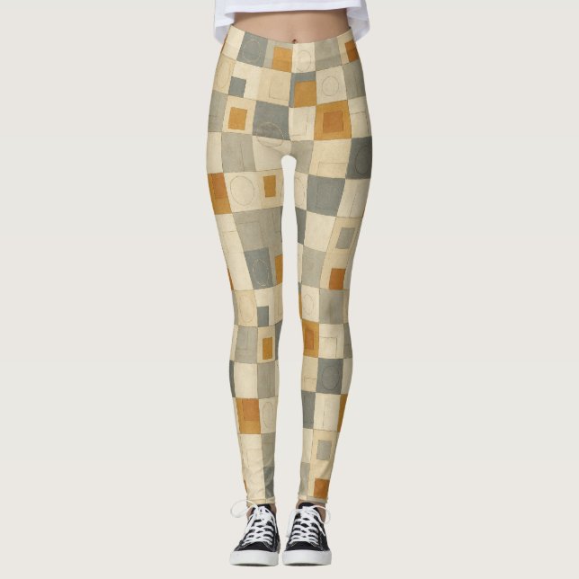 Pickleball Ben Nicholson Inspired Abstract Leggings (Front)