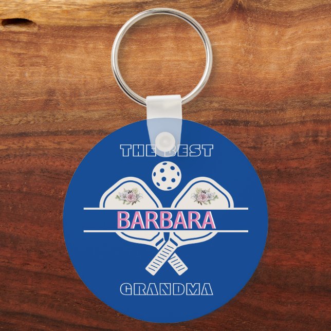 Pickleball Best Grandma Paddles First Name   Key Ring (Front)