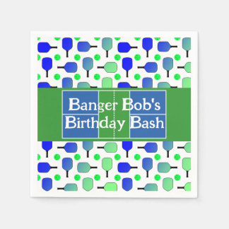 Pickleball Birthday Blue Green Paddle Ball Banging Napkin
