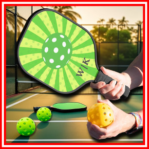 Pickleball Birthday Green RETRO Stripes Sports Paddle