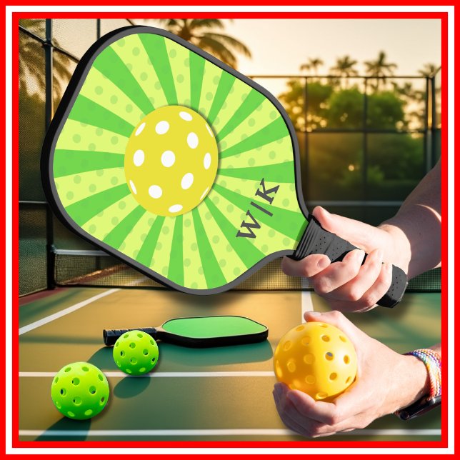 Pickleball Birthday Green RETRO Stripes Sports Pickleball Paddle (Pickleball Birthday Green RETRO Stripes Sports Pickleball Paddle)