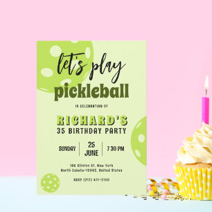 Pickleball Birthday Lime Pickleball Sports Party Invitation