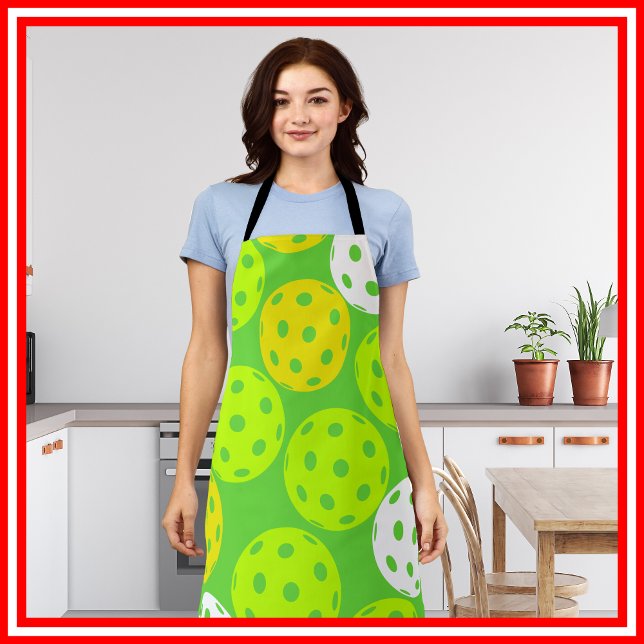 Pickleball Birthday Party Cute Green Sports Apron (Creator Uploaded)