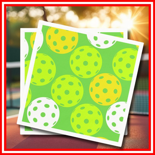 Pickleball Birthday Party Cute Green Sports Napkin (Pickleball Birthday Party Cute Green Sports Napkins)