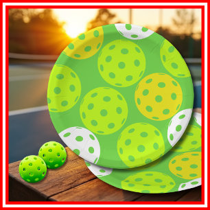 Pickleball Birthday Party Cute Green Sports Paper Plate