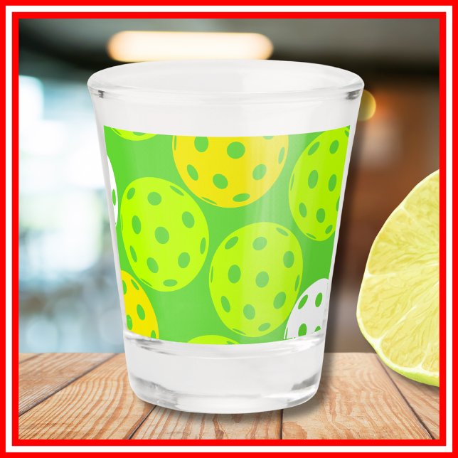 Pickleball Birthday Party Cute Green Sports Shot Glass (Creator Uploaded)