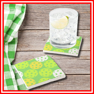 Pickleball Birthday Party Cute Green Sports Stone Coaster
