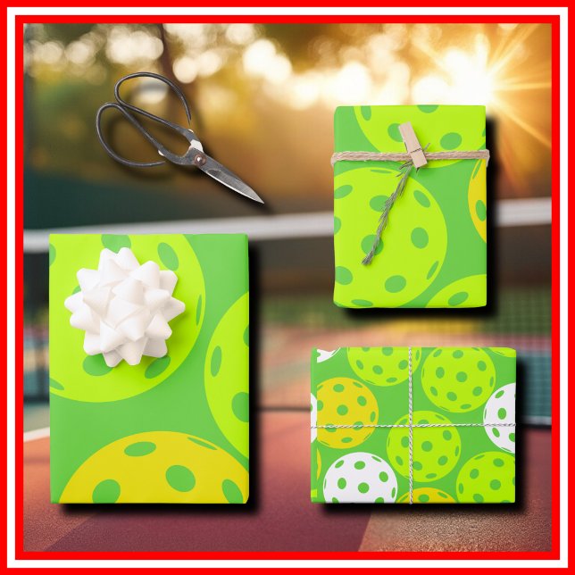 Pickleball Birthday Party Cute Green Sports Wrapping Paper Sheet (Pickleball Birthday Party Cute Green Sports Wrapping Paper Sheets)