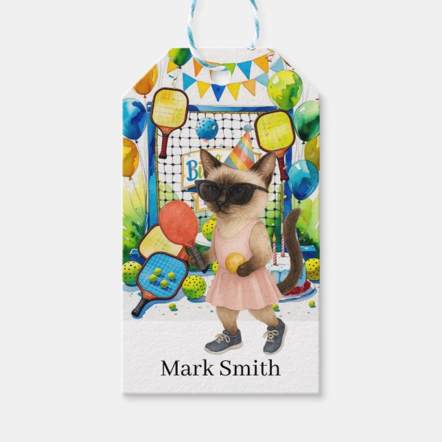 Pickleball Birthday Party  Gift Tags (Front)