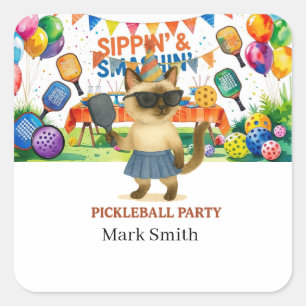 Pickleball Birthday Party  Square Sticker