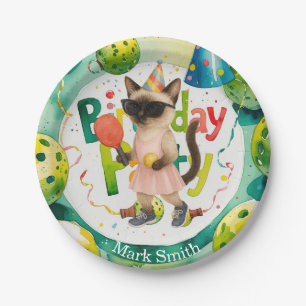 Pickleball Birthday Party themed for cat lovers Paper Plate