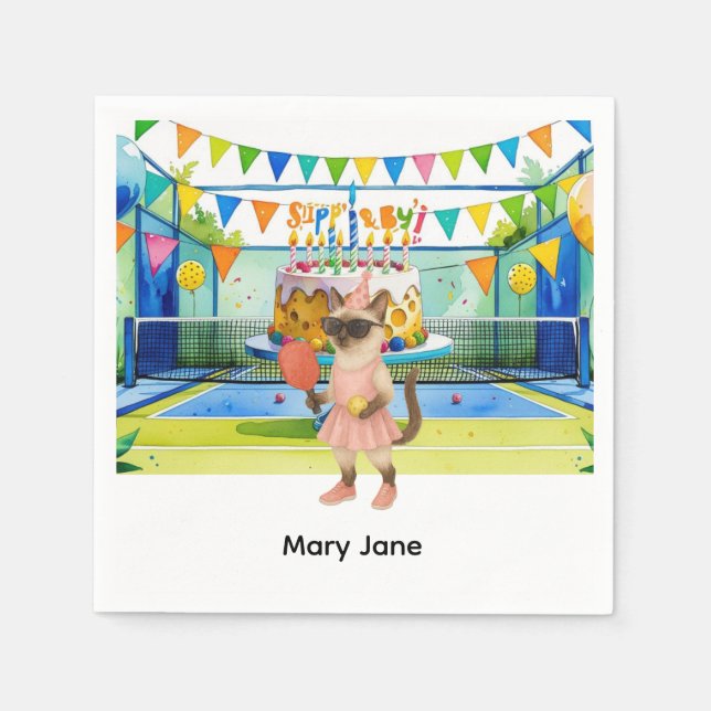 Pickleball Birthday Party themed Napkin (Front)