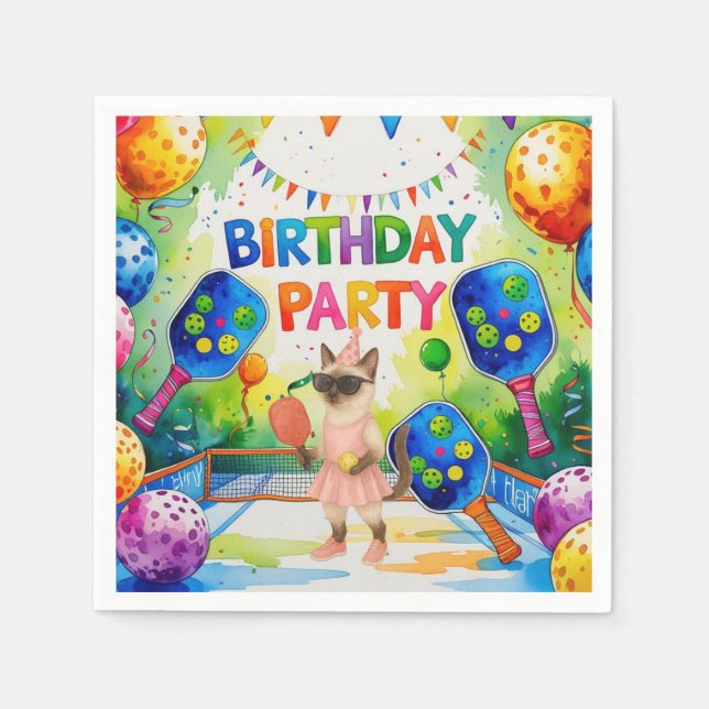 Pickleball Birthday Party themed Napkin (Front)
