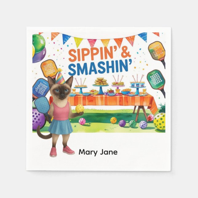 Pickleball Birthday Party themed Napkin (Front)