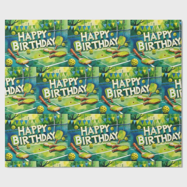 Pickleball Birthday Party themed  Wrapping Paper (Flat)