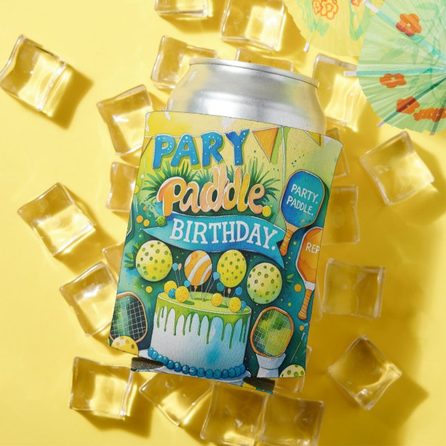 Pickleball Birthday themed  Can Cooler (In Situ Summer)