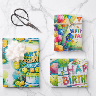 Pickleball Birthday themed Wrapping Paper Sheets