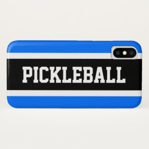 PICKLEBALL Black White Bright Blue Racing Stripes  Case-Mate iPhone Case