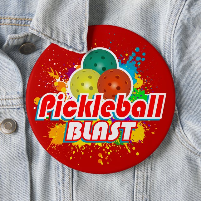 Pickleball Blast 1 Image Options 6 Cm Round Badge (In Situ)