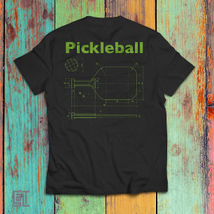Pickleball Blueprint Paddle Design  Funny Retro T-Shirt